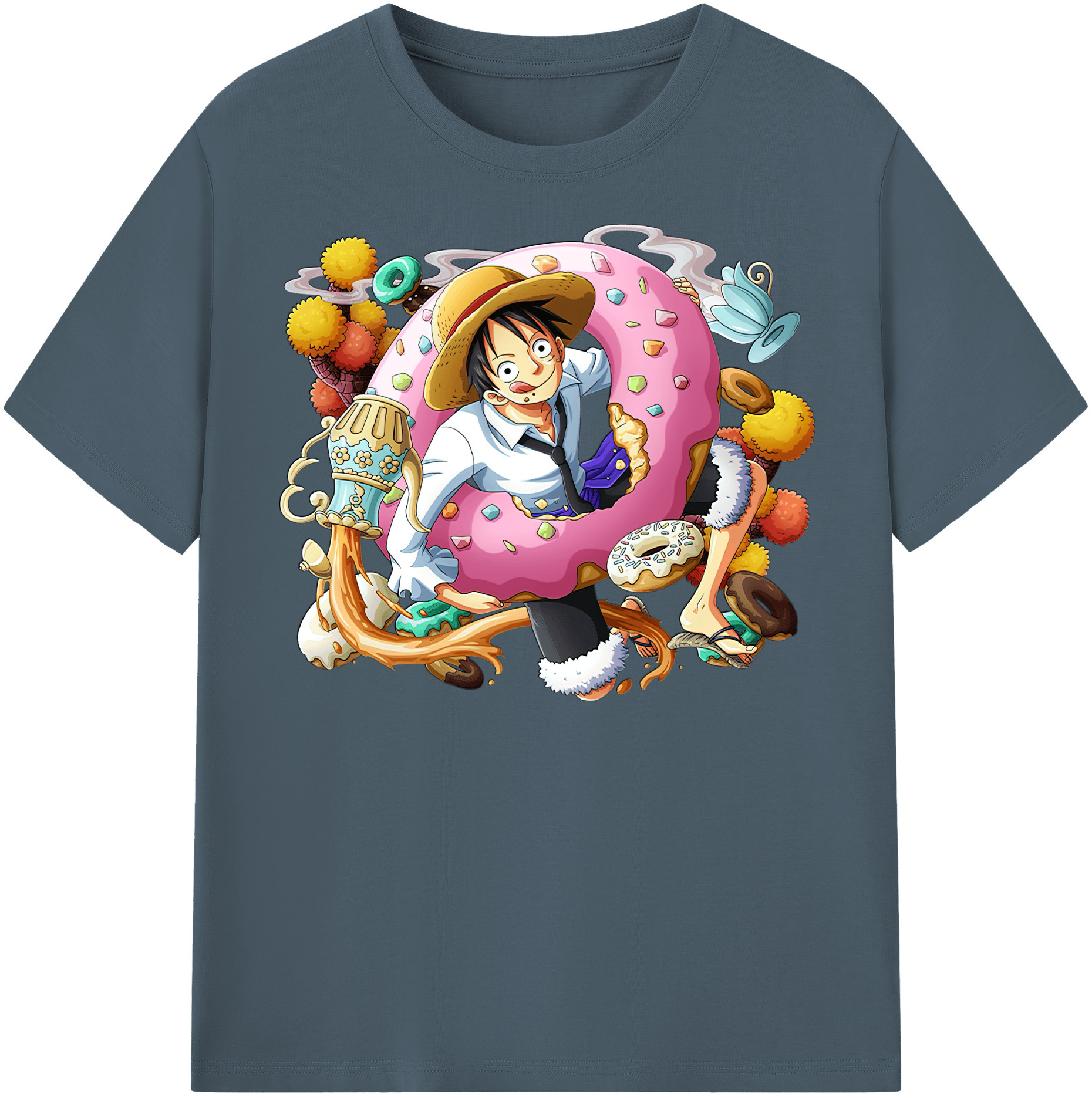 ワンピース モンキー・D・ルフィ ONE PIECE Monkey D. Luffy 綿100％半袖Tシャツ（フロントプリント）